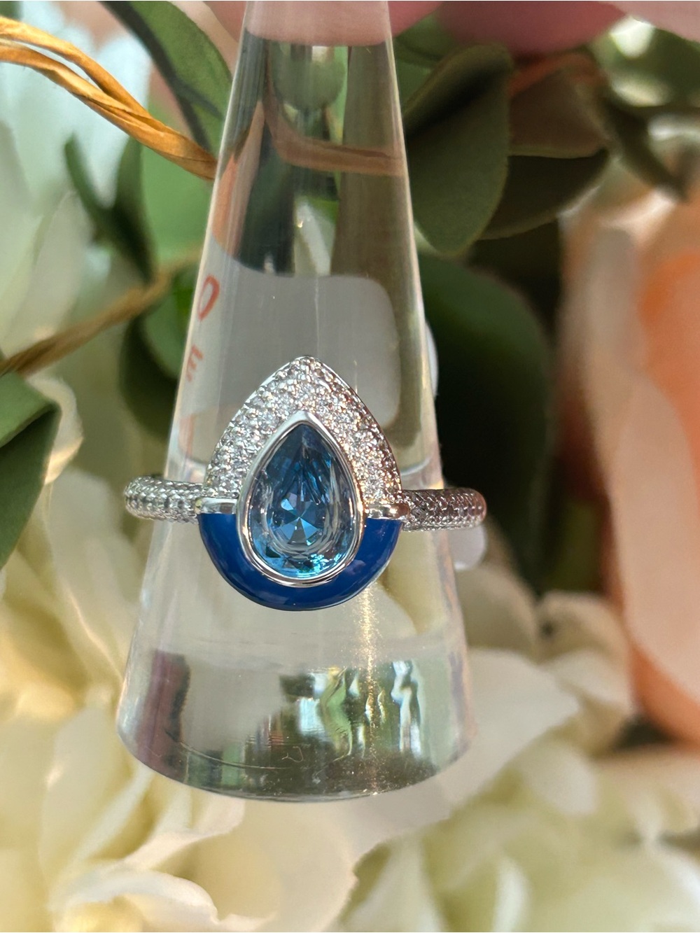 NWT BP OG Blue spinel and enamel- rhodium plating- size 10